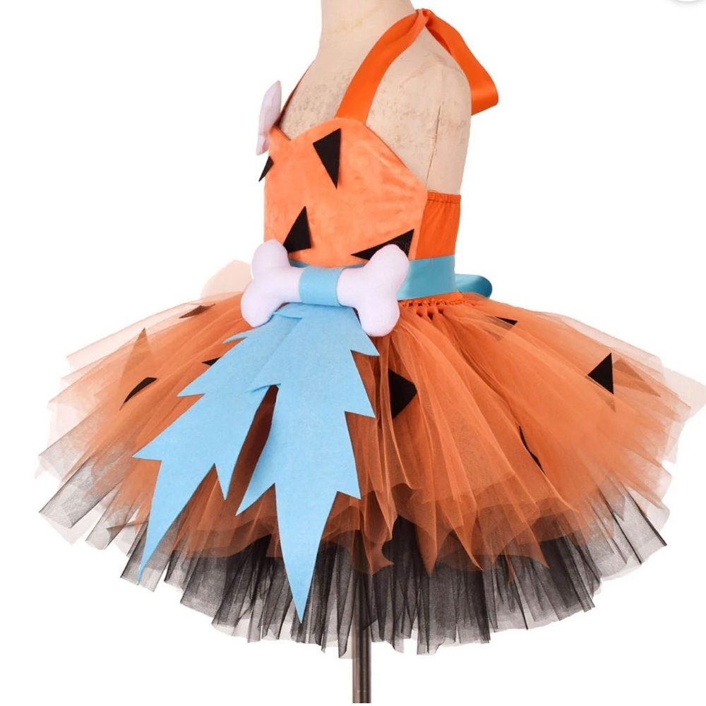 FLINSTONE KIDS ORANGE AND BLACK KIDS COSTUME WITH HEADBAND - Picture 4 of 7